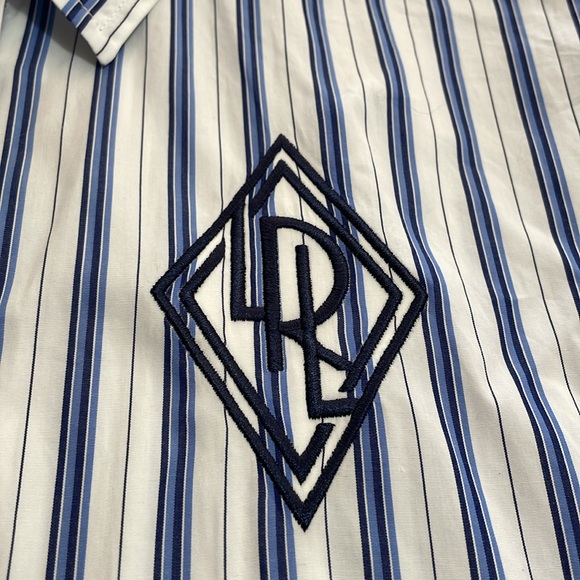 NWT! Lauren Ralph Lauren Monogram Blue White Stripe Long Sleeve Tie Dress Size 2 - Picture 14 of 16